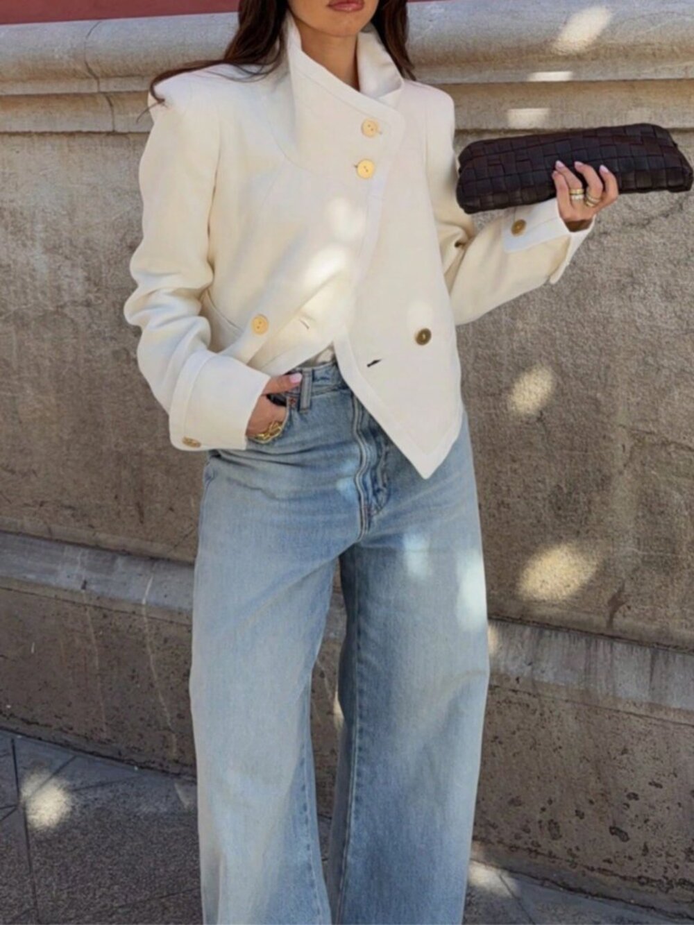White Casual Women's Minimalist Versatile Patchwork Short Jacket - Picture 5 of 11